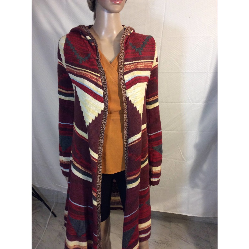 Elan Southwestern Hooded Long Sweater  Women size small